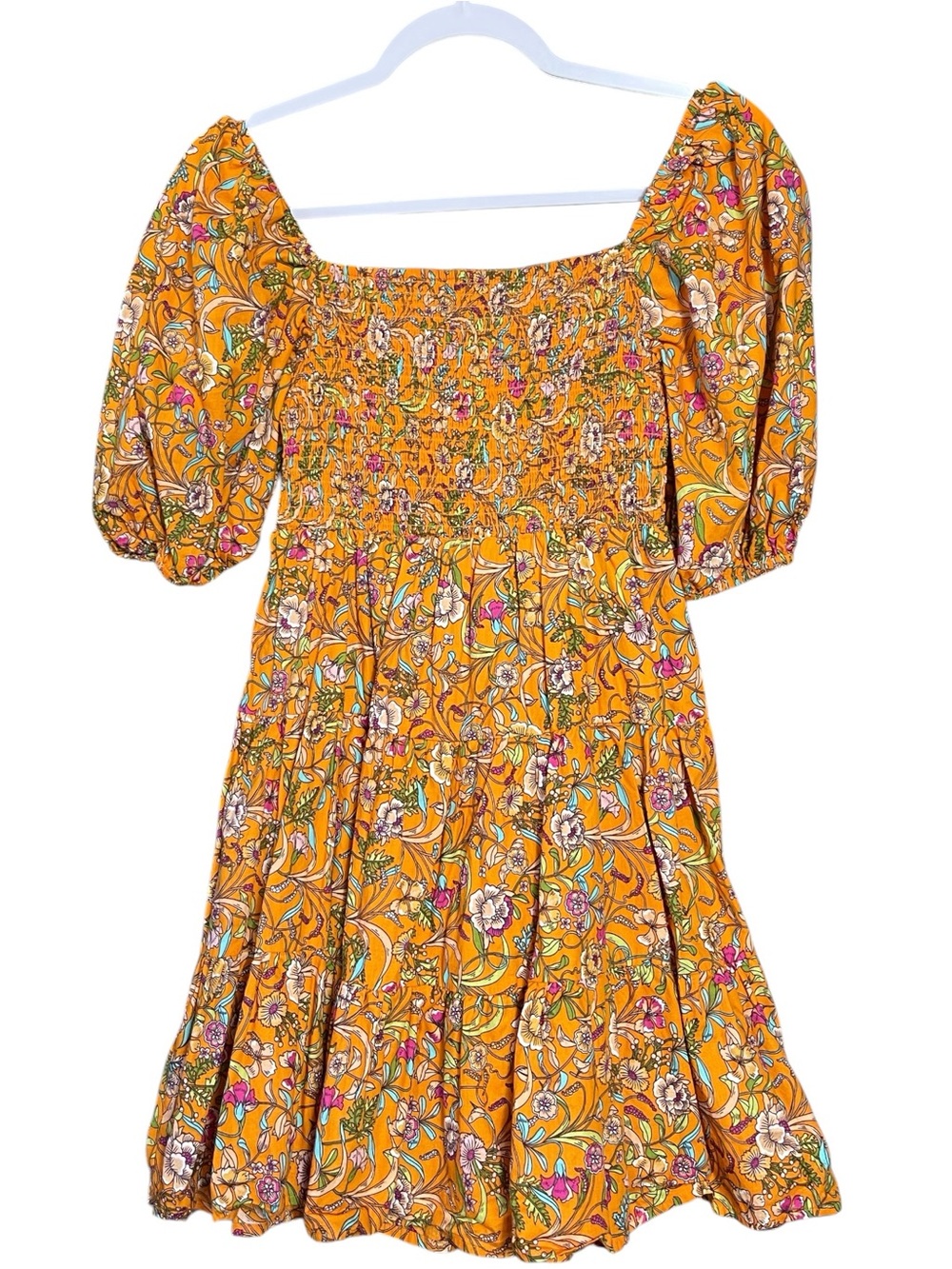 Flying Tomato Boho Floral Smocked Mini Dress
